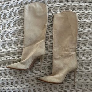 Schutz cream pony hair knee high boot